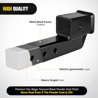 Nilight Trailer Hitch Extension 2 Inch Rise or Drop Extend 5" 7" 9" Length - color: 2" Hitch w/2" Rise/Drop