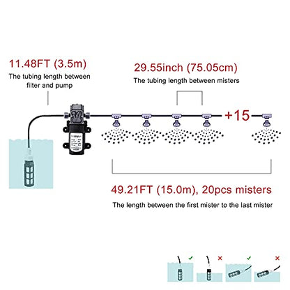 Outdoor Misting Cooling System with Pump Kit, 49.2FT(15M) Misting Line - color: (01) 15M Misting Line