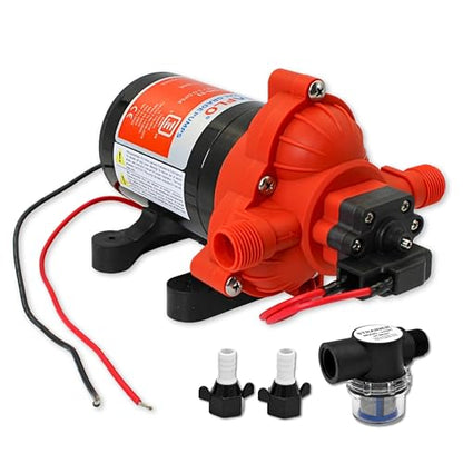 SEAFLO 33 series RV Water Pump - 12V, 3.0 GPM 45 PSI Diaphragm Pump, Self Priming On Demand Fresh Water Pump for RV Camper Boat Marine, Self Priming Pressure Pump, NSF UL 4-Year Warranty - style: 45 PSI- 3.0 GPM