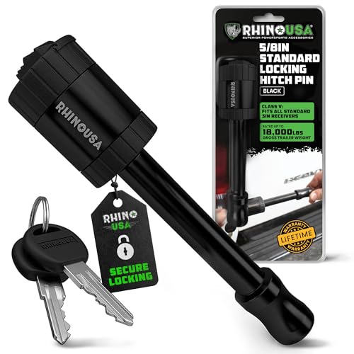 Rhino USA 3in Trailer Hitch Pin - Patented Locking Receiver Pin - color: Black, size: 3 IN - 1 Pack