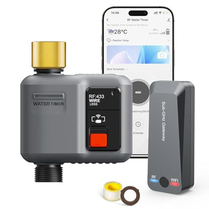 WiFi Water Timer for Garden Hose,WiFi Sprinkler Controller with 984ft Range - size: 1pcs,1 Gateway
