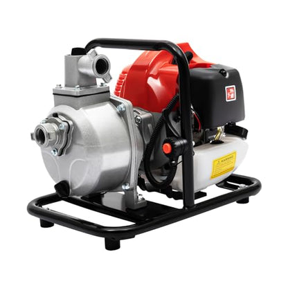 1400W Gas Powered Water Pump 1 inch High Pressure Water Pump 40.2CC 2 Stroke Gasoline Engine Water Pump, Lift 98ft Suction 23ft Speed 6500r/min Agricultural Irrigation Water Pump 282.5ft³/H Flow Rate