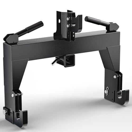 Heavy Duty 3-Point Quick Hitch Adapter for Category 1 & 2 Tractors, 3000 lbs Capacity, 2" Receiver, Reinforced Fast Connect, Compatible with 3-Point Hitch Attachments - color: Black