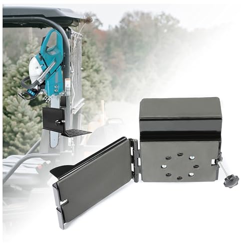 HECASA Universal Saw Press Bracket w/Hinge Compatible with ATV UTV Trailers Chainsaw Bracket Heavy Duty Steel Powder Coated Black Adjustable