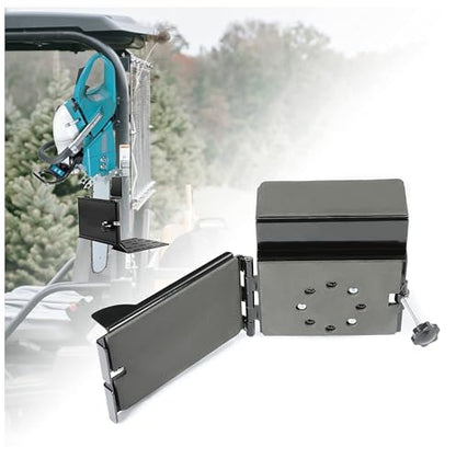 HECASA Universal Saw Press Bracket w/Hinge Compatible with ATV UTV Trailers Chainsaw Bracket Heavy Duty Steel Powder Coated Black Adjustable