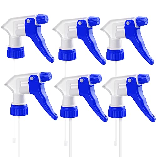 Trigger Spray Nozzles 6 Pack, Adjustable Leakproof Replacement Heads | Plastic Heavy Duty Sprayer, Spray Heads for Universal Plastic Bottles - color: Blue