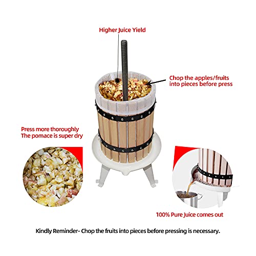 SQUEEZE master Fruit Apple Cider Wine Classic Press- 1.6 Gallon with Fruit Apple Wine Classic Crusher With Stand