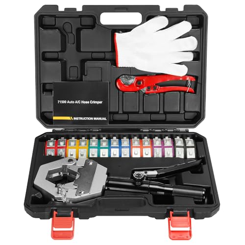 Hydraulic AC Hose Crimper Kit with 7 Snap-On Dies - color: Black