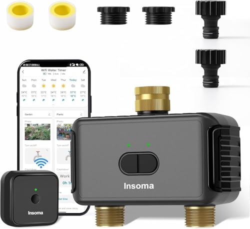 Smart Water Sprinkler Timer with 2 Outlets, Faucet Hose Timer for Garden - color: Black, size: 2 Outlets - TT