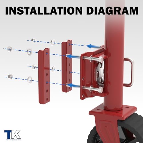 2000 lbs Swivel Trailer Jack, with 8" Upgraded Jack Wheel,13" Lift - color: Red