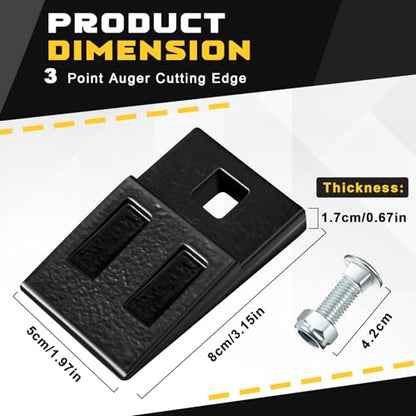 Hicarer 4 Pack 3 Point Auger Cutting Edge with Screw Square Hole Replacement Auger Teeth with Hardware for Most Heavy Duty 3 Point Post Hole Digger