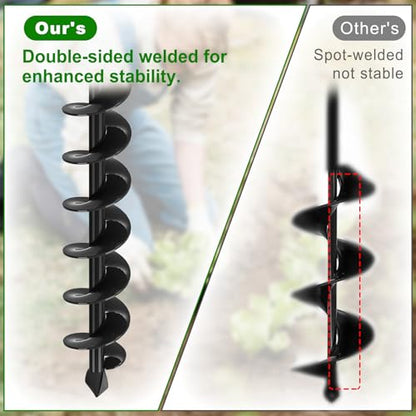 Insaga Auger Drill Bit for Planting 2″ x 32″– Heavy Duty Carbon Steel Spiral Garden Auger for Drill, 3/8″ Hex Drive Plant Auger for Bulbs & Seedlings – 32″ Long Reach Reduces Bending - size: 2″ x 32″