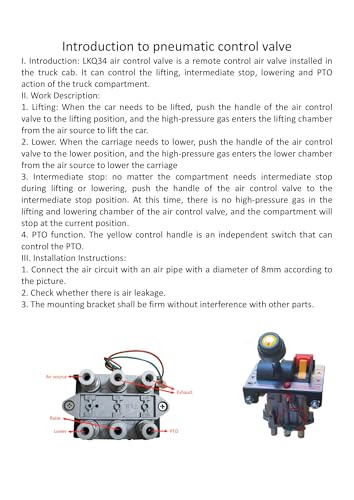 PTO Control Valve Set for Dump Pump, PTO Switch Dual Valve Air Kit With Kickout, Pneumatic Control for Dump Truck Tipper (Valve)