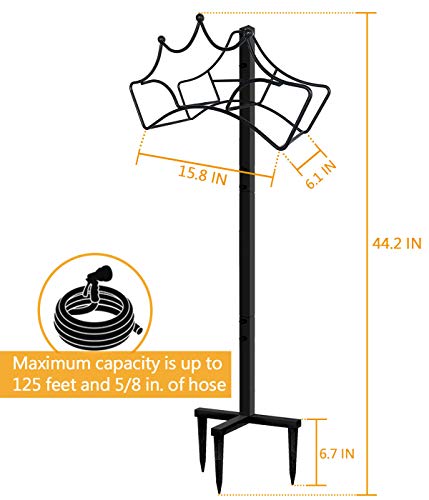 Garbuildman Garden Hose Holder with 3 Spikes, Freestanding Metal Hose Stand for Outdoor Garden, Detachable Hose Storage Rack for Lawn & Yard, Crown Black - size: 3-Spike Crown
