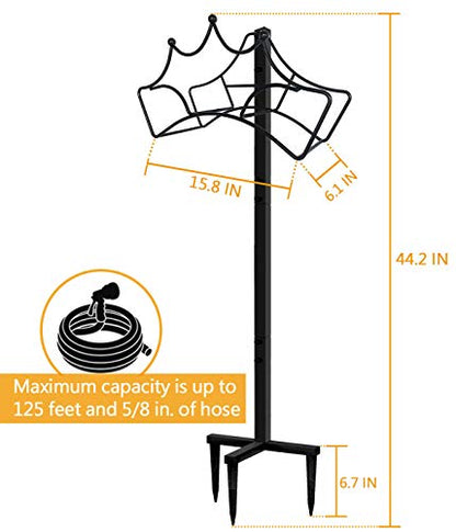 Garbuildman Garden Hose Holder with 3 Spikes, Freestanding Metal Hose Stand for Outdoor Garden, Detachable Hose Storage Rack for Lawn & Yard, Crown Black - size: 3-Spike Crown