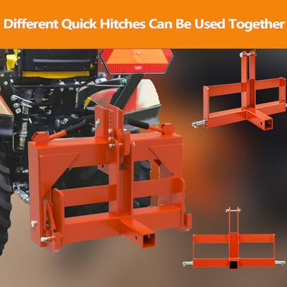 GarveeTech 3-Point Hitch Receiver with 2 in Receiver, Draw-bar & Suitcase Weight Brackets, 3 Point Quick Hitch for Category 1 Tractor