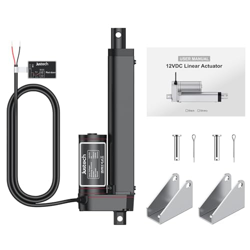 Justech 330LBS/1500N-6inch/150mm 12V Linear Actuator with Bracket, Black - size: 1500N 150mm