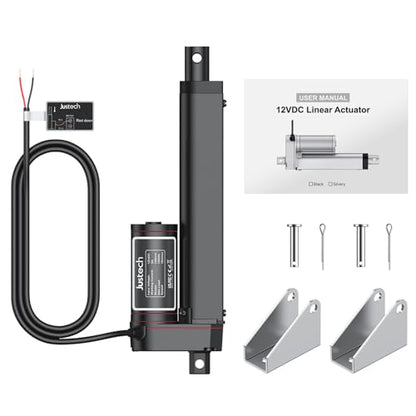 Justech 330LBS/1500N-6inch/150mm 12V Linear Actuator with Bracket, Black - size: 1500N 150mm