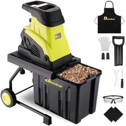 Wood Chipper Shredder,1800W Cutting Diameter of 1.77 inch with 10 Gallon Collection Bin 15-Amp Electric Wood Chipper Shredder for Quick Cleanup Ideal for Branches, Garden Waste, Green - color: Green