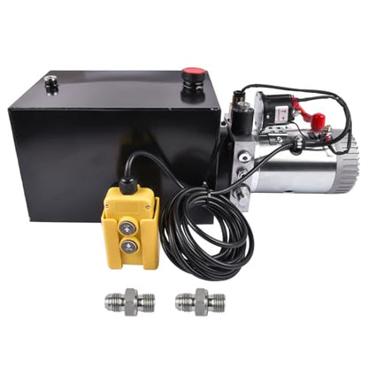12 Quart Single Acting Hydraulic Power Unit 12V DC Hydraulic Power Unit SAE #6 Port 2880 RPM 2950 PSI with Steel Reservoir for Dump Trailers, Truck Lifts, Car Lifts Mustrod - size: 12 Quart Single Acting