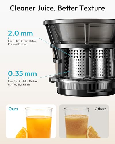 Juicer Machines, 5.3" Wide Feed Chute Cold Press Juicer