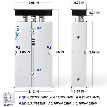 TAILONZ TN16-25 16mm x 25mm Double-Rod Cylinder - size: Bore:16mm Stroke:25MM