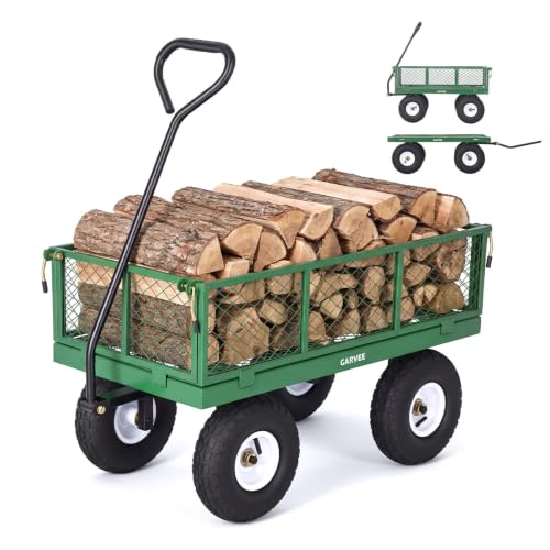 Steel Garden Cart 400 lbs Heavy Duty with Removable Sides Flatbed