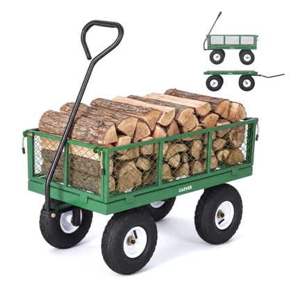 Steel Garden Cart 400 lbs Heavy Duty with Removable Sides Flatbed