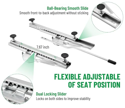 Dual Locking Ball Bearing Seat Sliders - color: Silver-Gray