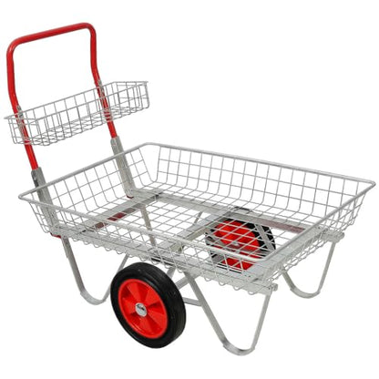 Utility Garden Cart Wagon, Heavy Duty Mesh Steel Garden Cart with Wheels Rolling Storage Trolley for Outdoor Patio Yard Lawn and Gardening Tools