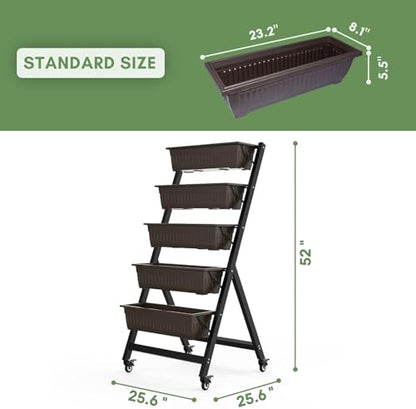TOREVSIOR 5-Tier Vertical Raised Garden Bed, Elevated Herb Planter Box