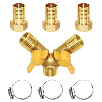 Joywayus 3 Way Shut Off Ball Valve 3/4" Hose Barb Y Shaped 2 Switch Brass Fitting - size: 3/4 Inch - 1 pc