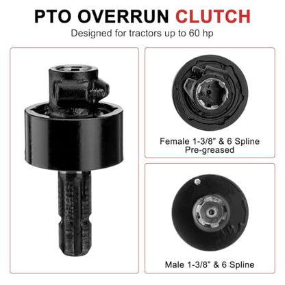 PTO Overrun Clutch 6 Spline 1-3/8" Quick Relese Over Running Coupler