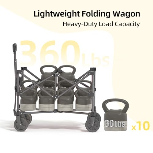EchoSmile Easy Collapsible Wagon Cart, Folding for Grocery & Camping, Black - color: Black