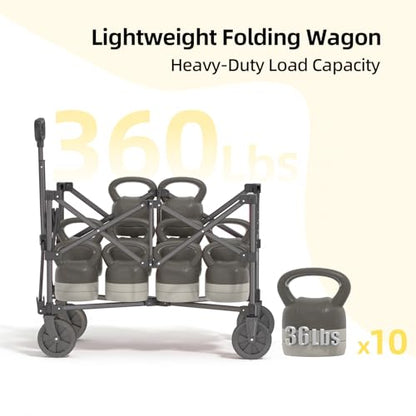 EchoSmile Easy Collapsible Wagon Cart, Folding for Grocery & Camping, Black - color: Black