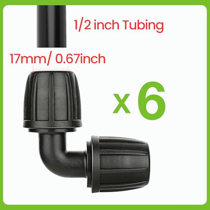 Bonviee 6-Pack 1/2-Inch Barbed Lock Irrigation Elbows - size: 1/2" Barbed Elbow-6 PCS