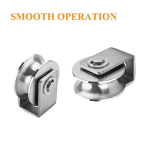 Stainless Steel U Groove Wheel Heavy Duty Caster Rigid Track Wheel Pulley Sliding Gate Rollers with Bracket for Sliding Gate, Rolling Gate, Inverted Track, Industrial Machines - size: 2pc 2inU
