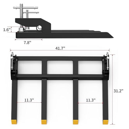 YITAMOTOR 2500lbs Clamp on Debris Forks Fits 48'' Tractor Bucket Loader - size: 4 Debris Forks