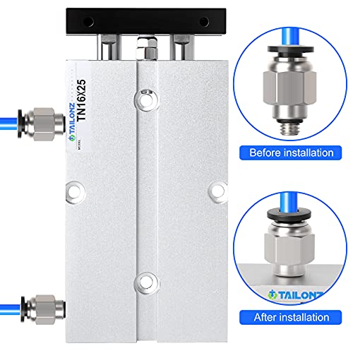 TAILONZ TN16-25 16mm x 25mm Double-Rod Cylinder - size: Bore:16mm Stroke:25MM