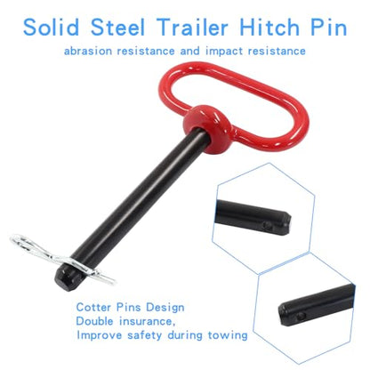 Bonsicoky Tractor Towing Hitch Pin and Clip, 1/2 x 4 Inch Trailer Gate Pin for Towing Tractor, RV, Truck, Boat, Car - Red Handle - size: 1/2 x 4 Inch