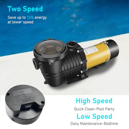 1.5HP Two Speed Above-Ground Pool Pump 5400GPH 42FT 115V - color: Dark Gold
