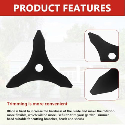 Steel Trimmer Head,10" x 3 Teeth Carbon Steel Brush Cutter Blades,10" x 80T Carbide Tip Brush Cutter Trimmer Blades & 9" x 36 Teeth Carbide Tipped Blades,Weed Lawn Trimmer Tools,Weedeater Heads - color: Red+Silvery+Black