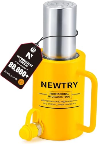 NEWTRY 50T Long Hydraulic Ram Jack, 4" Stroke Porta Power Auto Retract - size: 50T