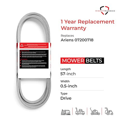 07200718 Drive Belt Replacement for Ariens, Length 57", Heavy-Duty, Durable, Aramid Cord Belt Fits Ariens IKON XD 52 & 60, IKON X 42 & 52, ZTX 42, ZTX 52, CARB - size: 57" x 1/2"