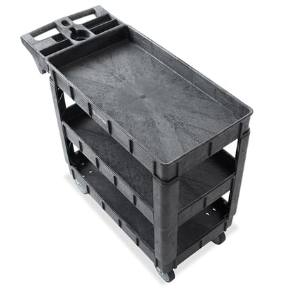 Dryser Utility Cart with Wheels, 40" x 17" Heavy Duty 550 lb. Capacity with Shelves - 3 Tier Rolling Cart with Four 5" Swivel Casters for Warehouse, Garage, Cleaning - size: 3 Shelves 4 Swivel 40x17