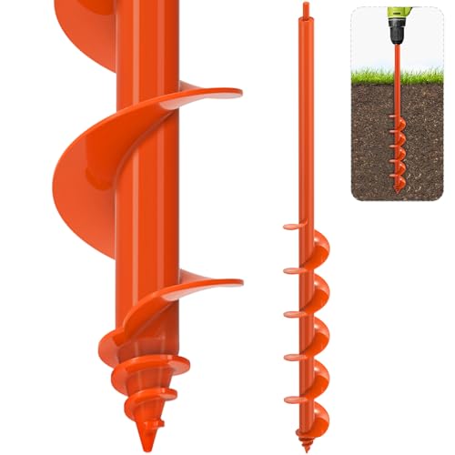 SELEWARE Auger Drill Bit for Planting 3"x32" Drill Auger for 3/8" Hex Drive - color: Orange, size: 3" x 32"