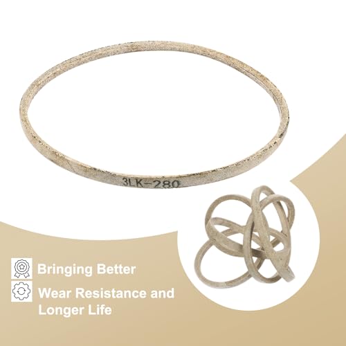 uxcell 3LK280 Cord Belt Grey, 3/8" x 28" Lawn and Garden Aramid V-Belt for Mower Deck - size: 28"