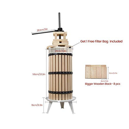 SQUEEZE master XL Fruit Apple Cider Wine Classic Press- 7.9 Gallon with Fruit Apple Wine Classic Crusher With Stand