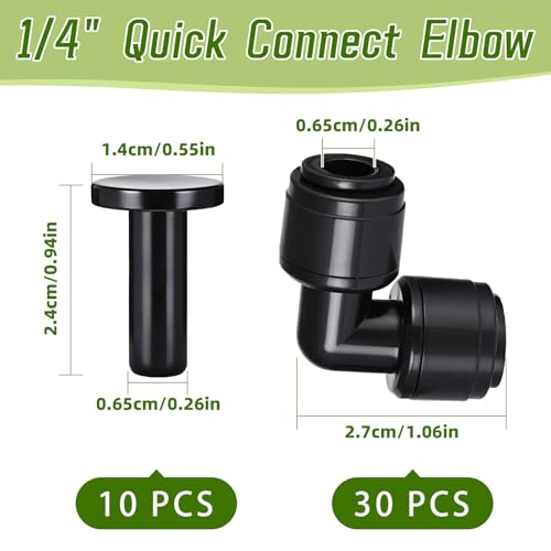 30 PCS Quick Connect 1/4" Drip Irrigation Elbow Fitting - size: 30PCS 1/4" Elbow