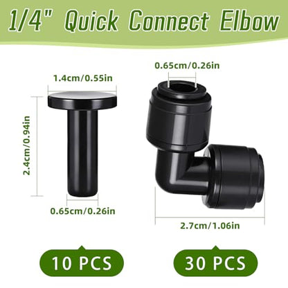 30 PCS Quick Connect 1/4" Drip Irrigation Elbow Fitting - size: 30PCS 1/4" Elbow